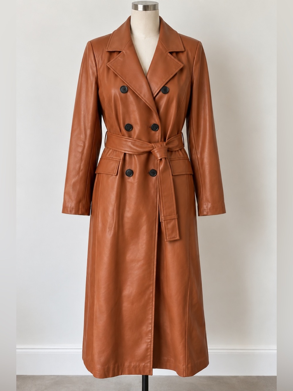 Avec Les Filles Faux Leather Trench Coat